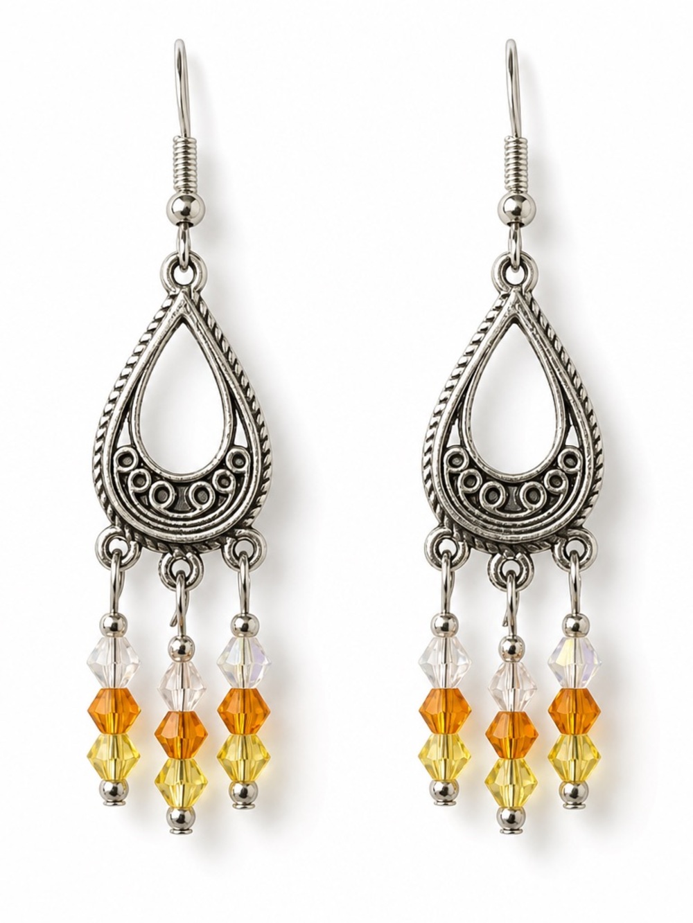 Swarovski crystal candy corn chandelier earrings.